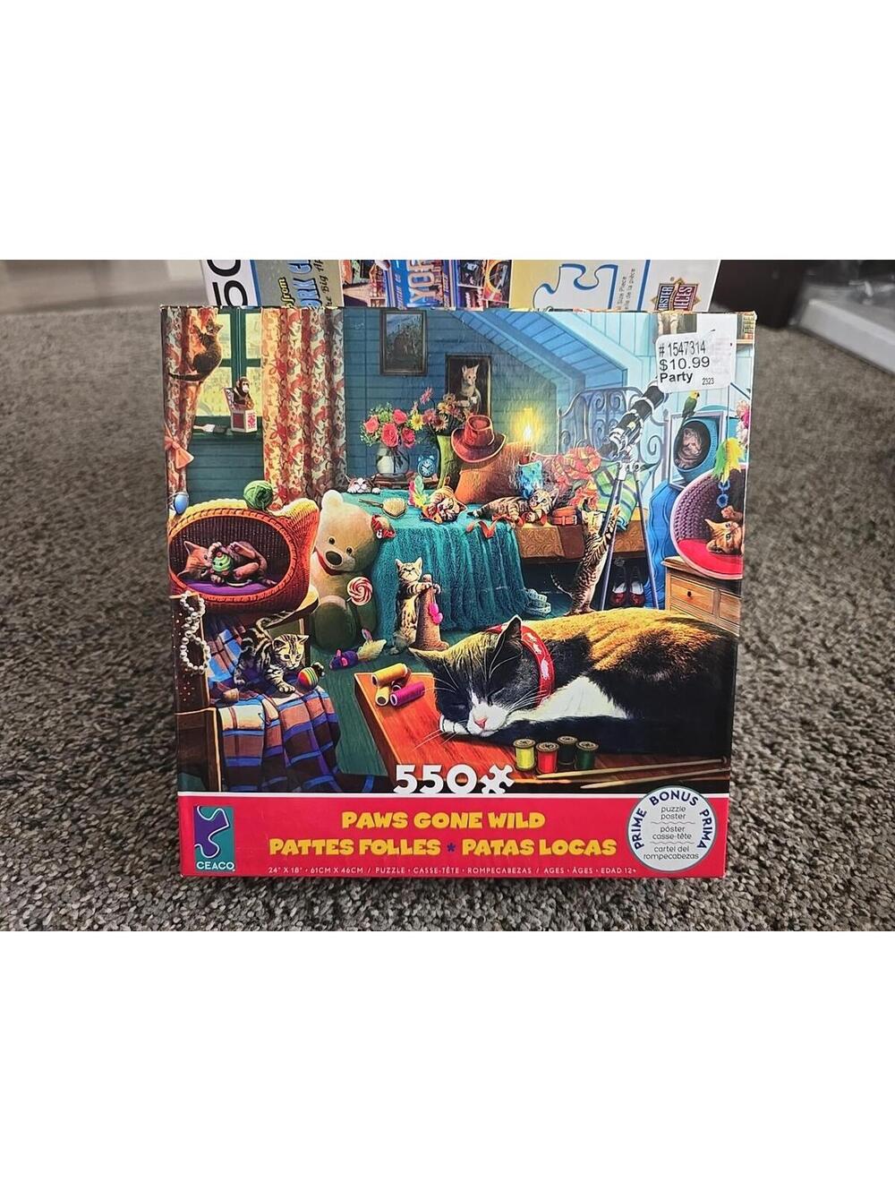Ceaco Paws Gone Wild Cats Kittens 550 Pc Puzzle w Poster